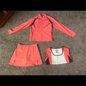 Bolle Sport Women’s Activewear 3 Piece:  Zip-up Jacket, Skirt, and Tank Small